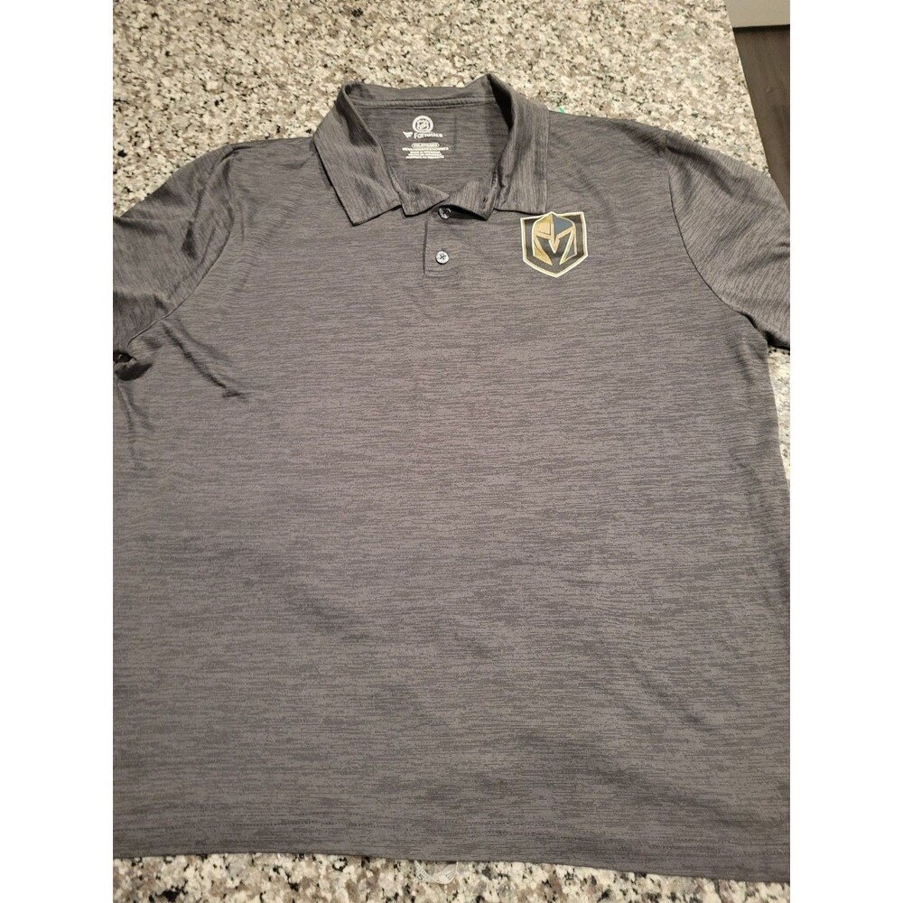 Fanatics Polo Mens 2XL Vegas Golden Knights NHL Logo Gray Heather Short‎ Sleeve